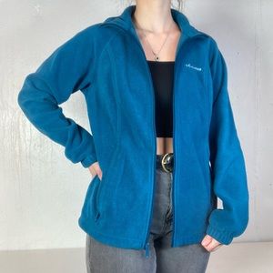 Aqua Blue Classic Columbia Zip Up Fleece Jacket
